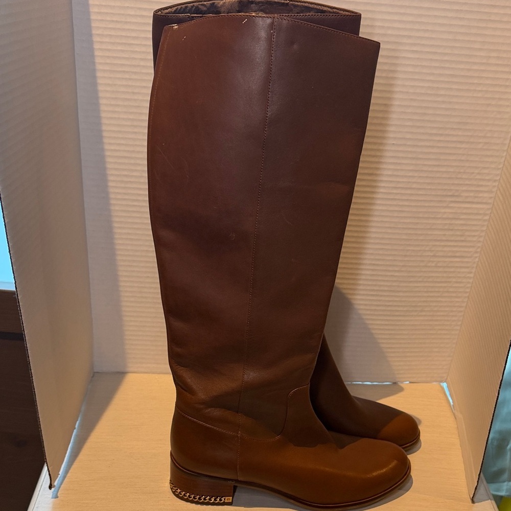 MK Brown Knee-High Leather Boots